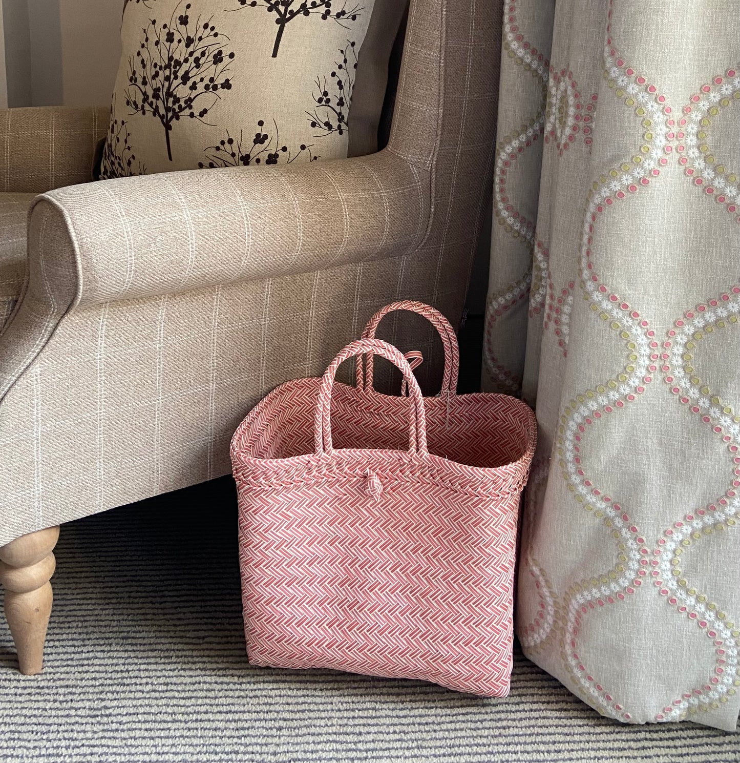 The Pink Recycled Plastic Woven Beach Bag