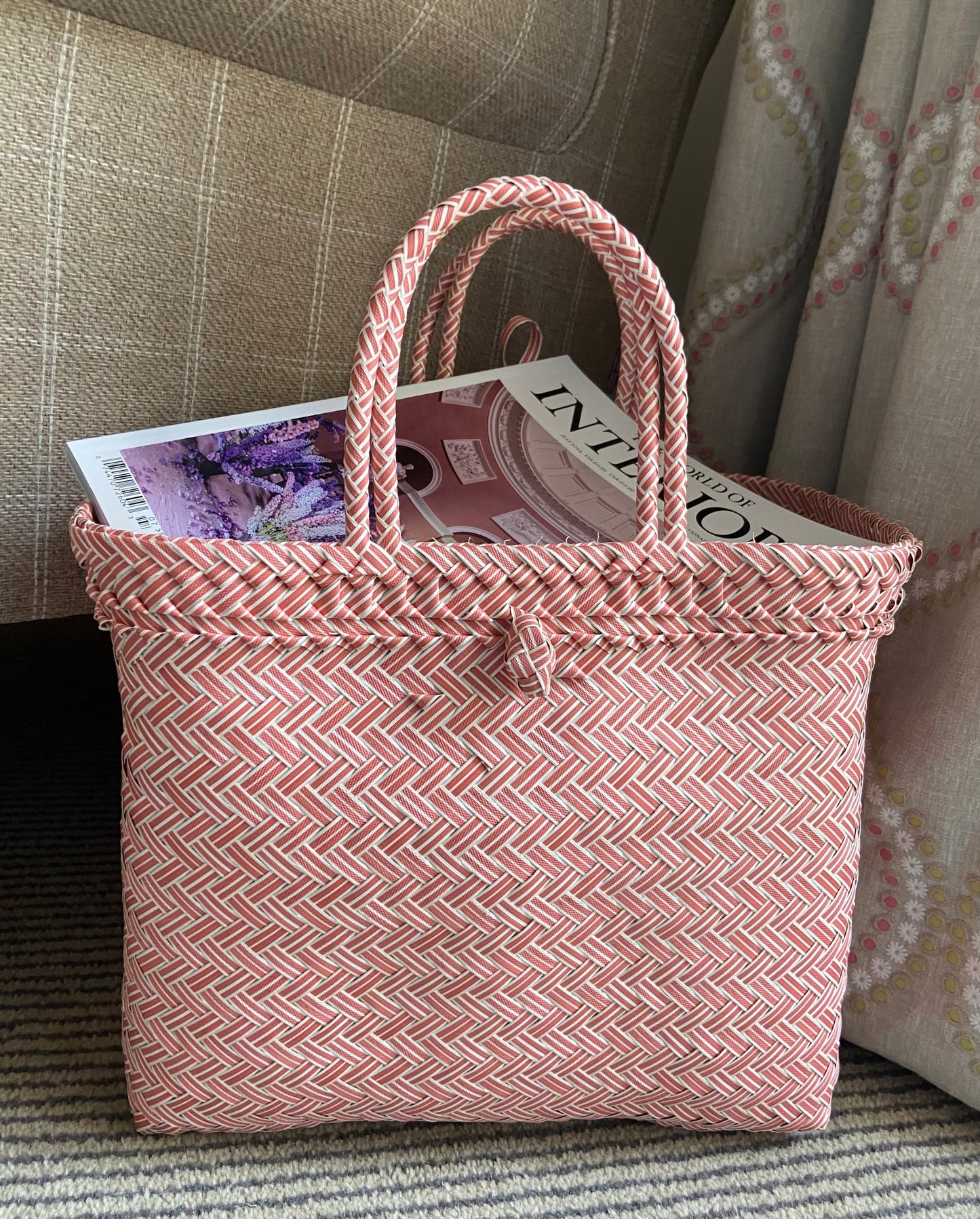The Pink Recycled Plastic Woven Beach Bag