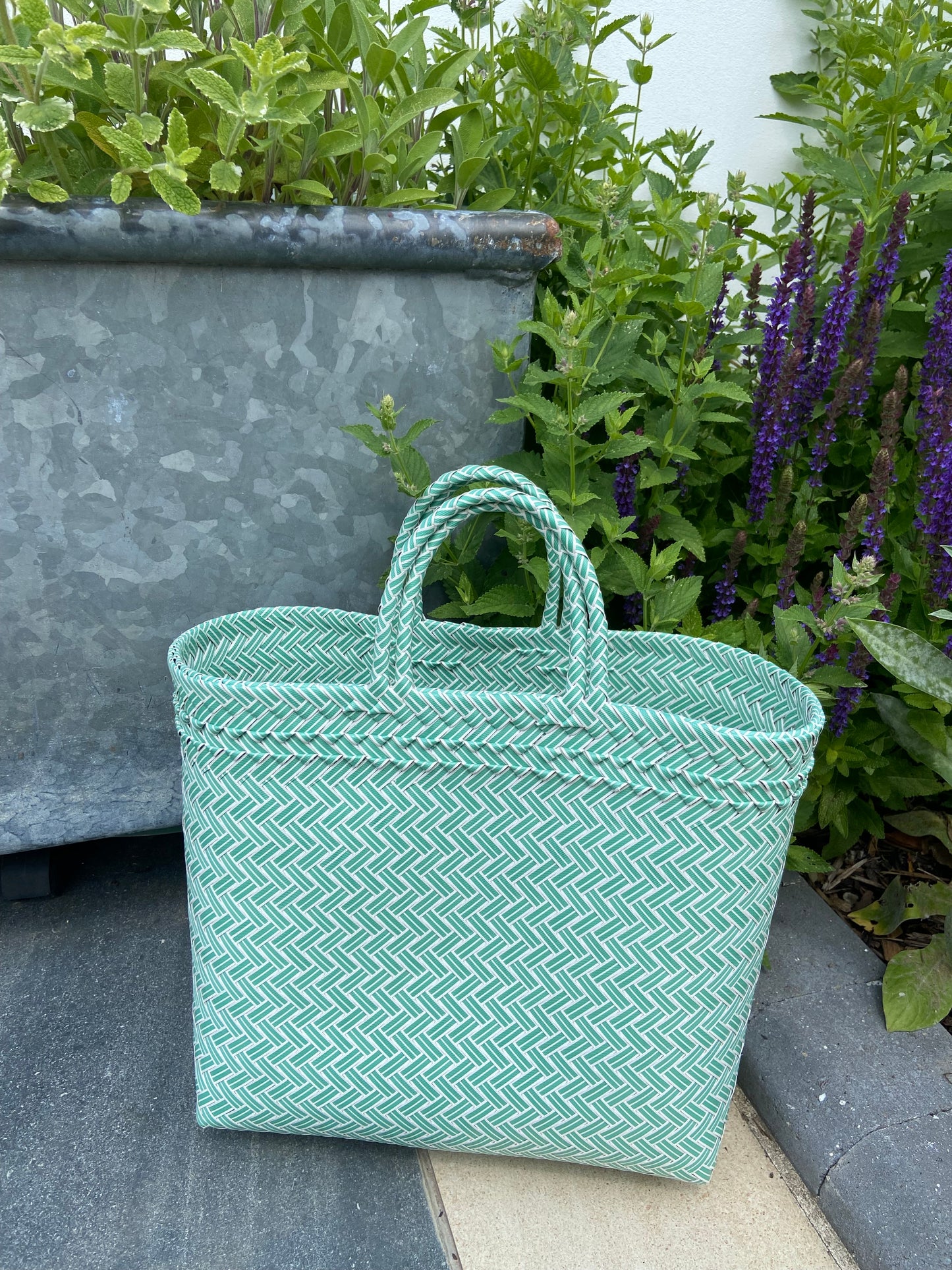 The Green Recyled Plastic Woven Beach Bag