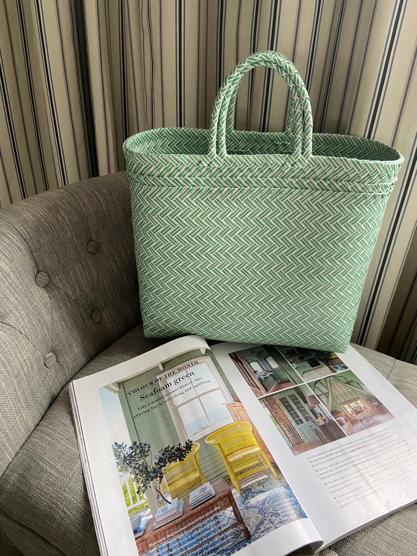 The Green Recyled Plastic Woven Beach Bag