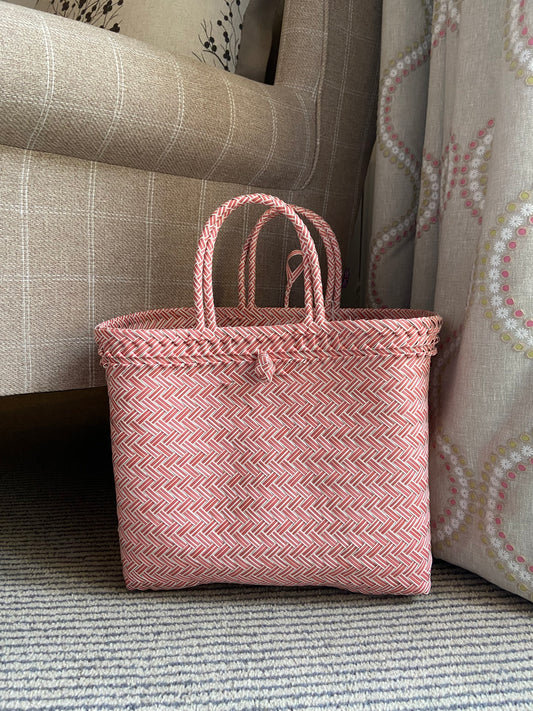 The Pink Recycled Plastic Woven Beach Bag