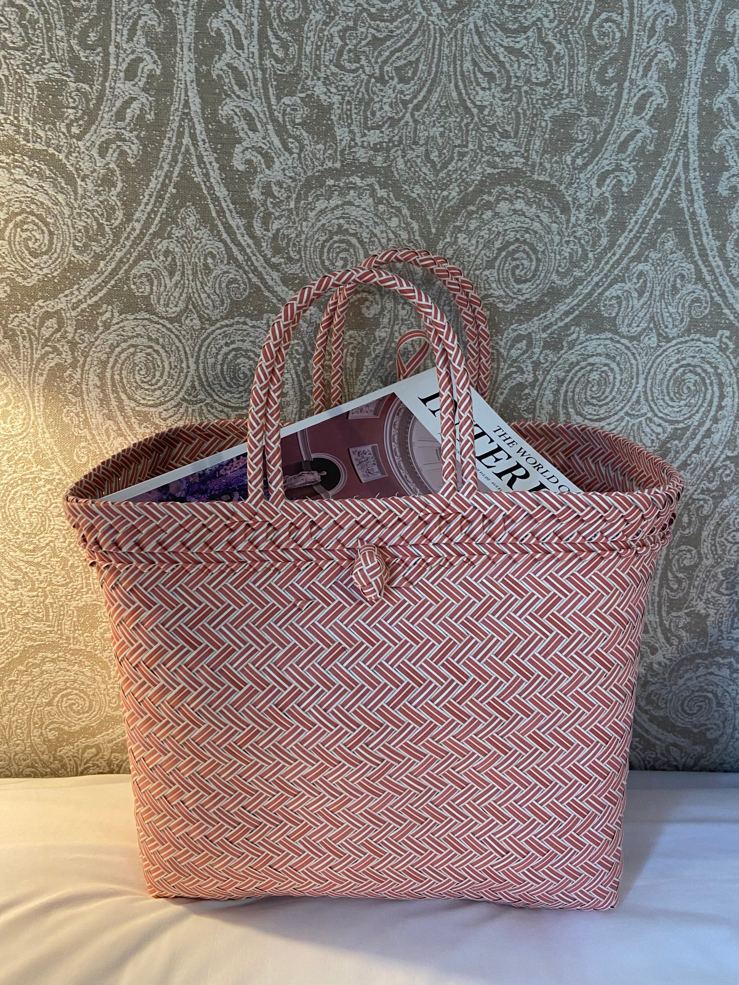 The Pink Recycled Plastic Woven Beach Bag