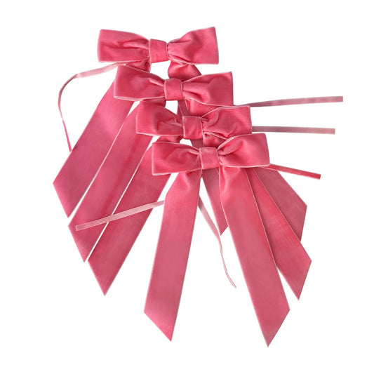 The Pink Porthcurno Velvet Napkin Bows- Set of Four