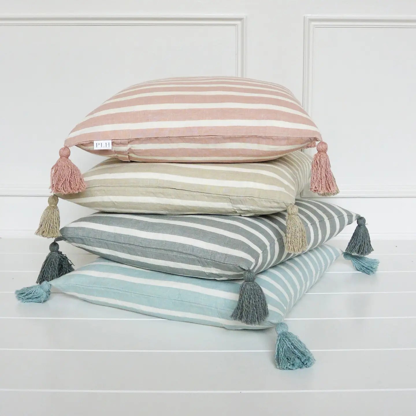 Sand Tetbury Stripe Tassel Cushion Cover